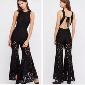 Free People Rise and Shine black lace jumpsuit